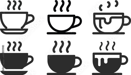 Coffee cup icon hot beverage tea cup vector collection drink morning icon design illustration