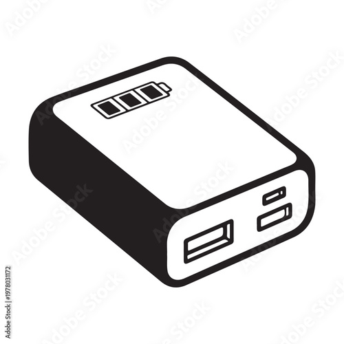 portable power bank with USB ports and battery indicator