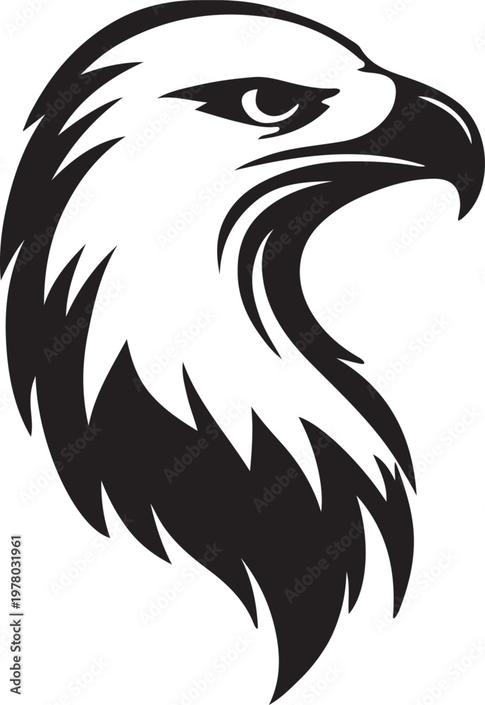 Fototapeta premium Black and White Stylized Eagle Head Logo