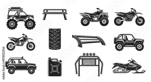 Off-Road Adventure Vehicles and Extreme Transport Silhouettes