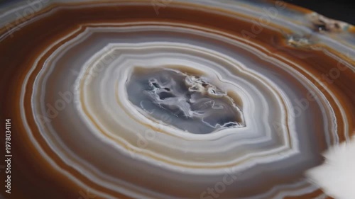 Banded Agate Stone with Layered Circular Formation