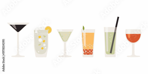 A colorful collection of various alcoholic and non alcoholic beverages