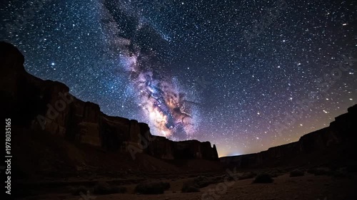 Stunning Milky Way Galaxy over Desert Canyon at Night