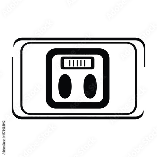 Black and white illustration of a cassette tape player icon