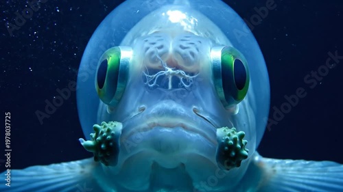 Barreleye Fish with Transparent Head Looking Upward