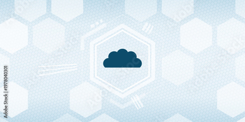 Cloud Computing Icon on Blue Technology Background Vector for Storage Hosting and Digital Data Network Concept