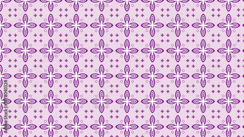 Seamless abstract geometric pattern featuring decorative cross and diamond shapes in soft purple, lavender, and lilac hues. Modern repeating vector illustration, ideal for textiles,