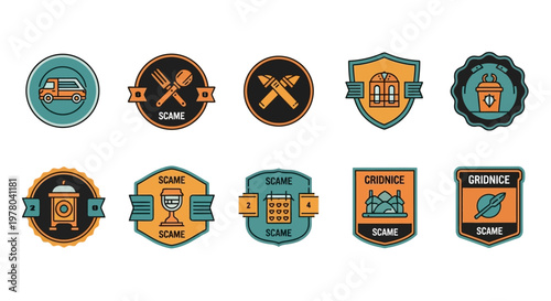 Retro Badge and Emblem Logo Pack Featuring Food, Drink, and Travel Icons
