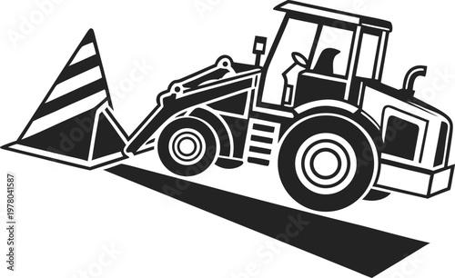 Asphalt Milling Machine Removing Old Road Surface for Reconstruction and Maintenance Illustration