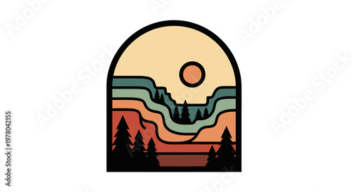 Grand Canyon Landscape Badge Illustration