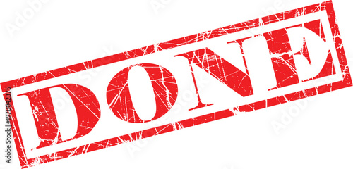 A red stamp with the word done on it