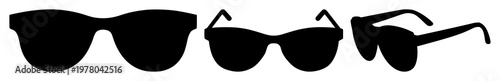 Sunglasses set with solid black icon design featuring eye protection, fashion accessory, graphic illustration with stylish silhouette and monochrome.