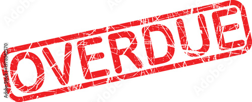 A red stamp with the word overdue