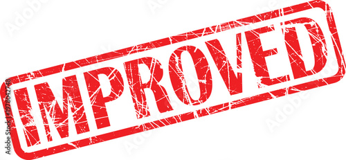 A red stamp with the word improved on it