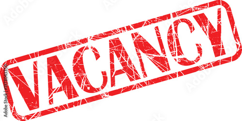 A red stamp with the word vacancy on it