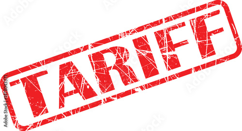 A red stamp with the word tariff on it