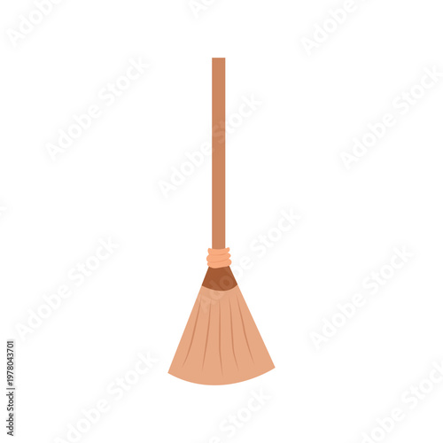 A broom with a dustpan and shovel isolated on a white background for cleaning and housework use