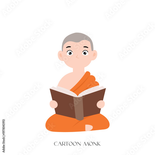 Southeast Asian Cultural. Standing Thai Monk Greeting in Meditation Robes