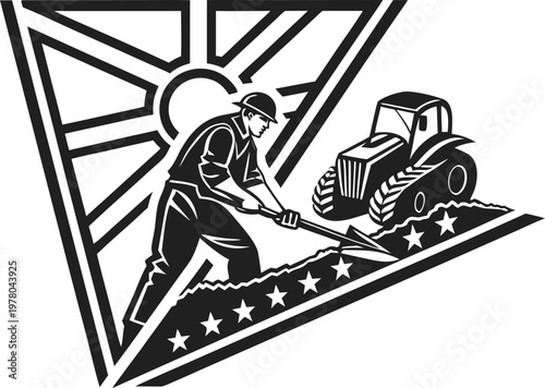 Powerful Trencher Machine Cutting Ground for Underground Cable and Pipeline Installation Illustration