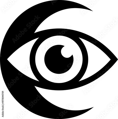 Mystical Floating Eye Symbol With Cosmic Rays And Stars