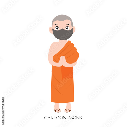 Monk meditating on top. monk character religious