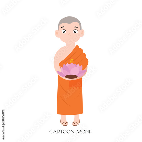 Monk meditating on top. monk character religious