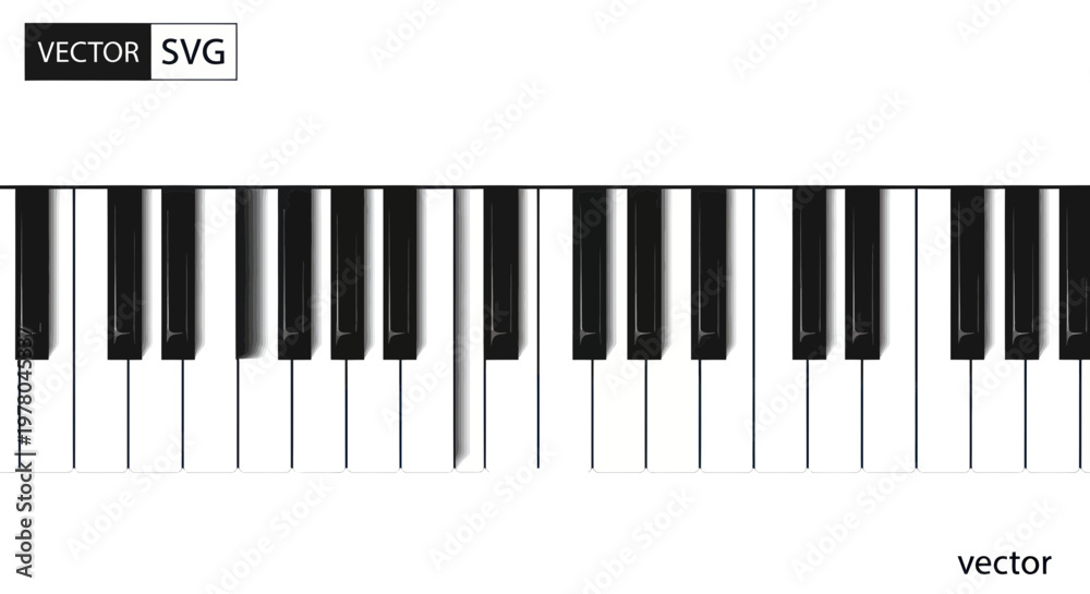 Fototapeta premium Piano Keyboard Musical Instrument Keys Black and White Isolated
