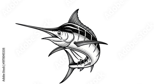 Marlin Fish Illustration - Stylized Sport Fishing Icon