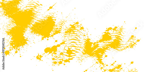 Abstract a vibrant splash of yellow paint, with dynamic streaks and scattered droplets, dances across a stark backdrop, creating an abstract work of art. 