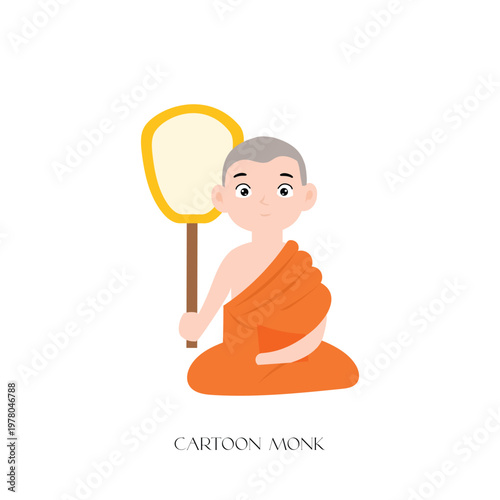 Man monk meditating in lotus pose yoga vector illustration