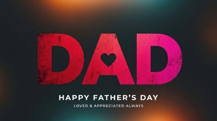 Happy Father's Day Dad Heart Typography Background