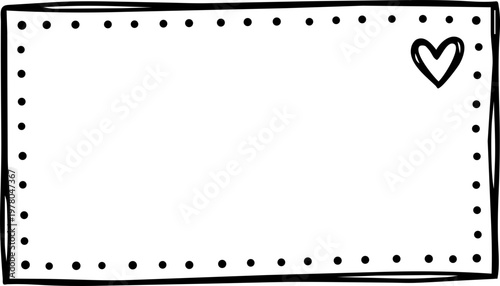 Hand-drawn sketchy sticky note frame with doodle paper texture