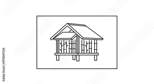 Simple Wooden Hut on Stilts, Rustic Architecture, Nature Dwelling, Traditional Design