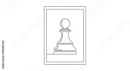 Single Line Drawing of a Chess Pawn Inside a Frame
