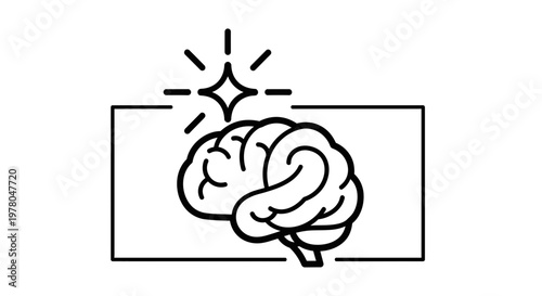 Sparkling Brain Icon: Idea, Innovation, Intelligence, Creativity, and Mental Clarity