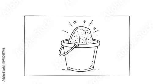 Sparkling Clean Sponge in Bucket - Freshness and Hygiene Concept