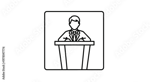 Speaker at Podium, Presentation, Public Speaking, Business Meeting, Conference Icon