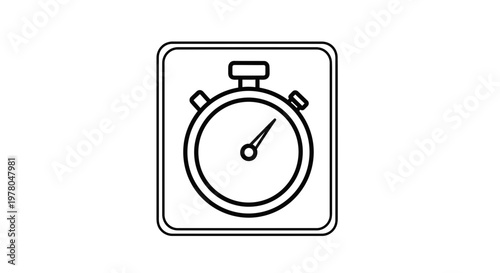Stopwatch Icon - Simple Line Art Illustration of a Timer for Time Management and Speed