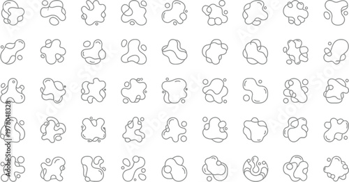 Abstract organic shapes are distributed in a grid formation to serve as fluid design elements for creative compositions.