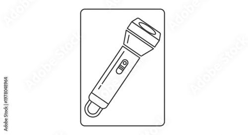 Simple Line Drawing Icon of a Flashlight, Vector Illustration