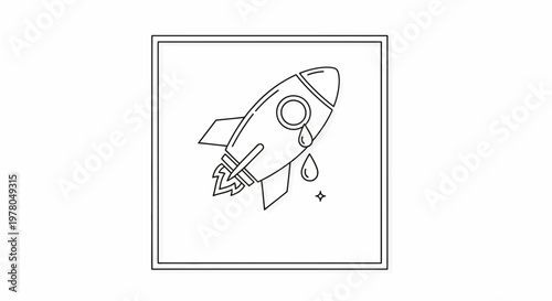 Sad Rocket Launch Icon, Space Exploration Failure, Emotional Concept