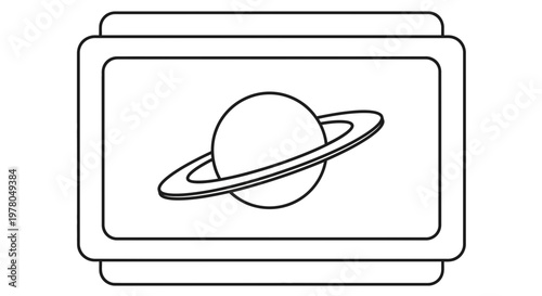 Saturn Planet Icon with Rings, Space Exploration and Astronomy Concept