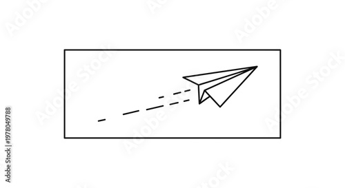Origami paper airplane flying in a rectangle, symbolizing travel, dreams, and innovation.