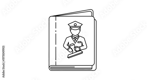 Passport Control Officer Icon: Border Security and Immigration Officer Stamp
