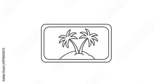 Minimalist Tropical Island with Palm Trees Icon
