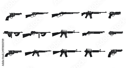 Vintage and Modern Firearms Collection - Silhouette Icons