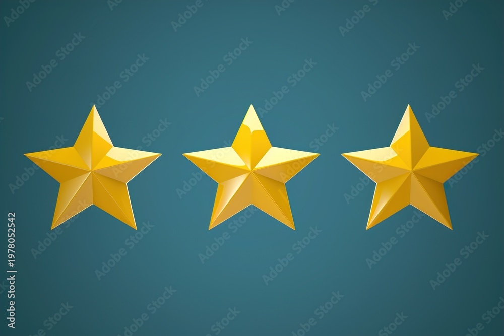 Fototapeta premium Three Golden Stars on Dark Background