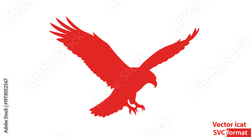 Red Silhouette of a Majestic Eagle in Flight, Symbolizing Freedom and Power