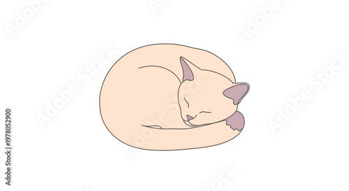 Sleeping Cute Cartoon Peach Cat.