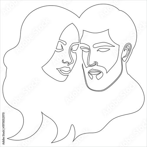 Two faces sharing a thoughtful and intimate moment in line art